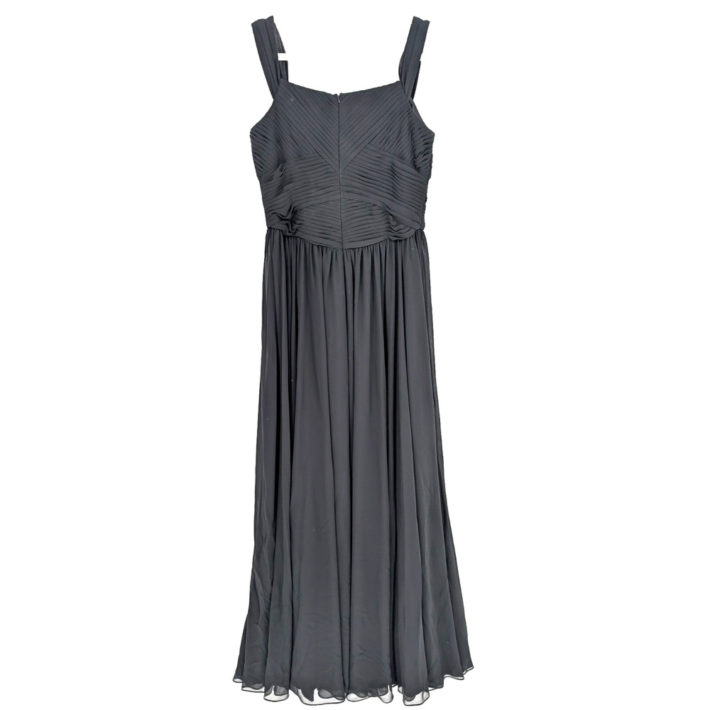 VTG Basix Black‎ Sheer Chiffon Layered Twist Front Glam Pleated Event Maxi Gown - Picture 2 of 9